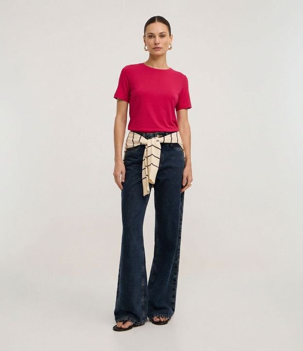 Blusa Básica en Viscosa con Cuello Redondo