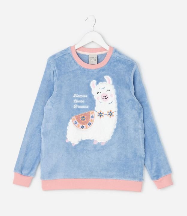 Pijama Largo Infantil con Estampado FullPrint y Llama - Talle 4 aos 14 años 2