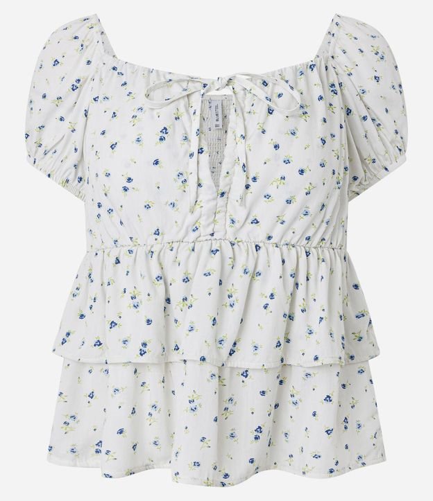 Blusa Manga corta con Estampa Floral y Volados 8