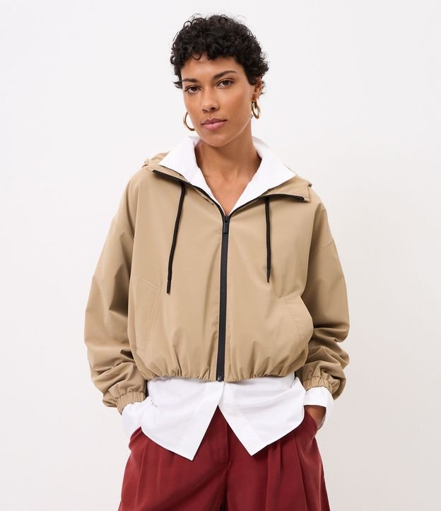 Campera Corta Vento Balonê con Capucha y Cremallera