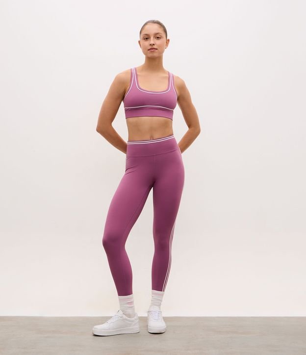 Pantalón Legging Deportiva en Microfibra con Detalles Contrastantes