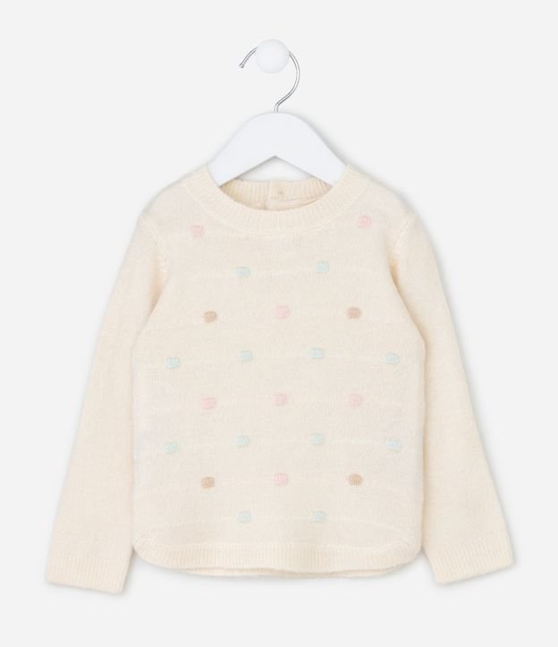 Suéter Infantil de Tricot con Textura y Botones en la Espalda – Talle 0 a 18 Meses