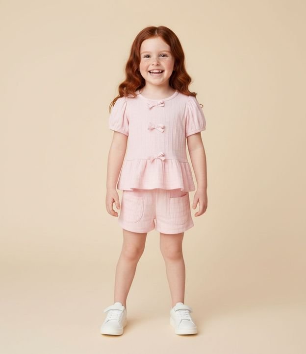 Conjunto Infantil Texturizado con Batita y Short con Bolsillos - Talle 1 a 6 Años