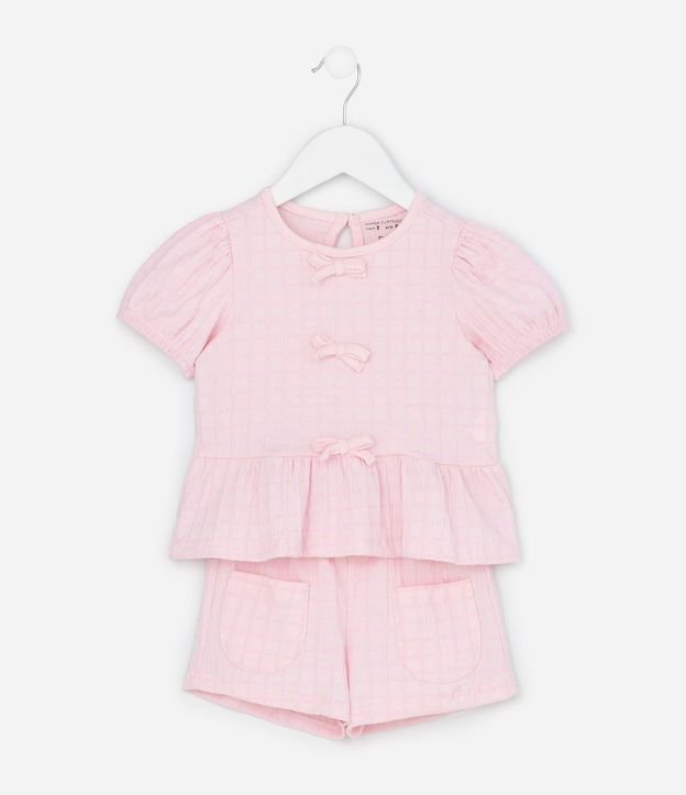 Conjunto Infantil Texturizado con Batita y Short con Bolsillos - Talle 1 a 6 Años