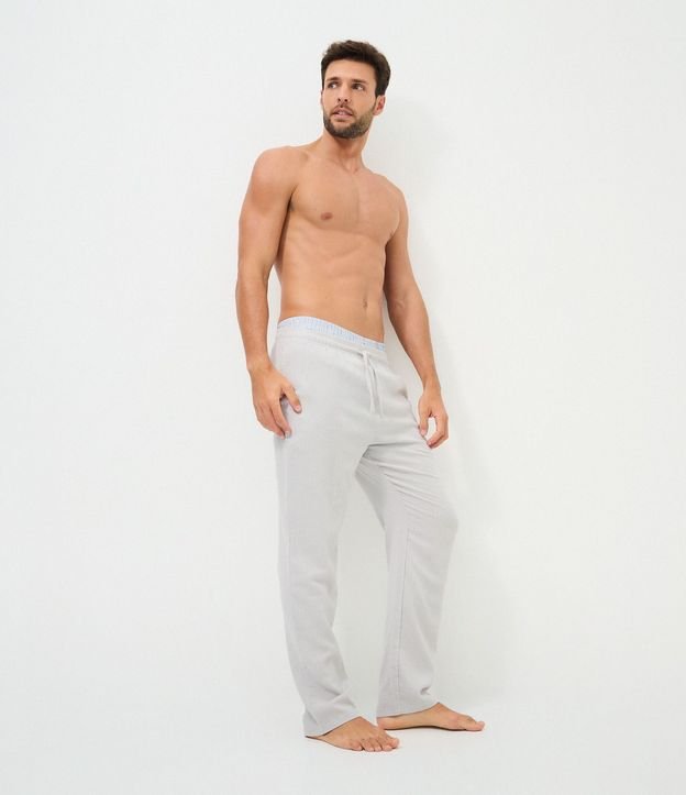 Pantalón de Pijama en Franela con Cordón en la Cintura