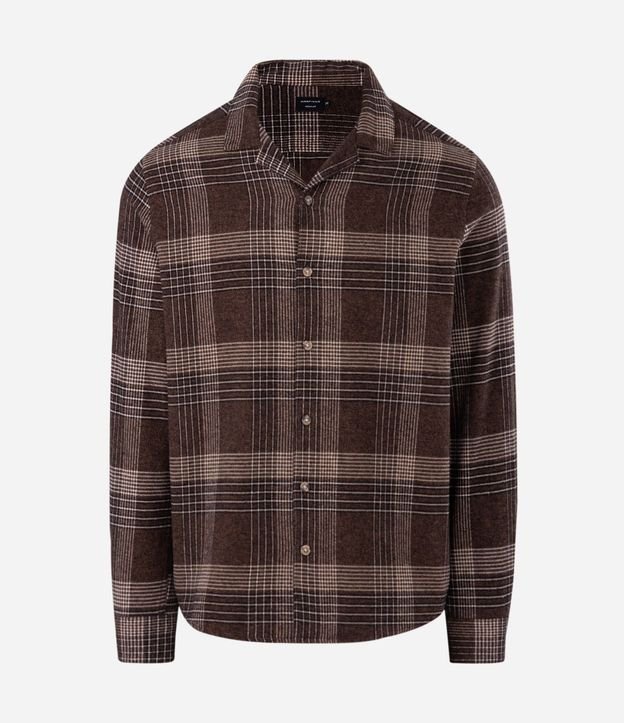 Camisa Regular en Franela con Estampado de Cuadros 4