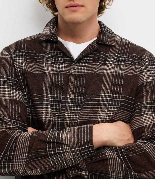 Camisa Regular en Franela con Estampado de Cuadros 3