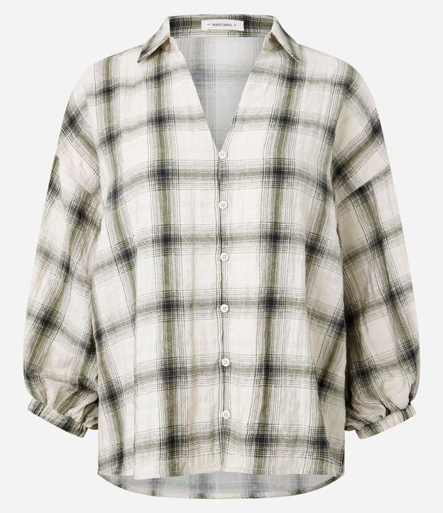 Blusa Manga 3/4 en Viscosa con Estampa de Cuadros 6