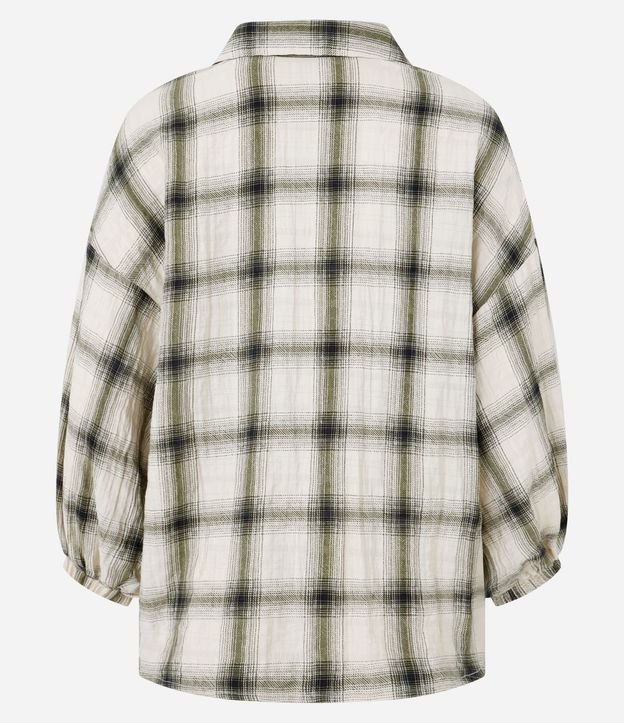 Blusa Manga 3/4 en Viscosa con Estampa de Cuadros 7