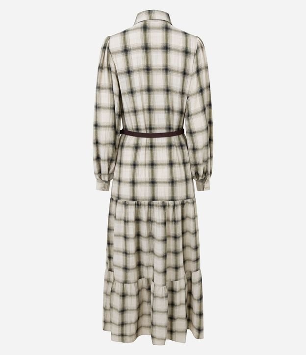 Vestido Long Midi en Viscosa de Cuadros con Cinturón 7