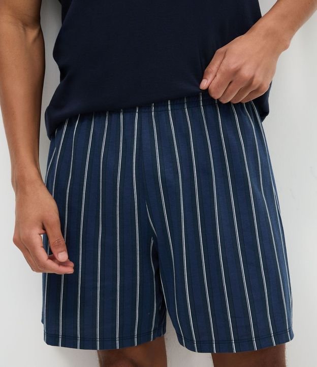 Pijama Corto en Algodón con Rayas Contrastantes 3