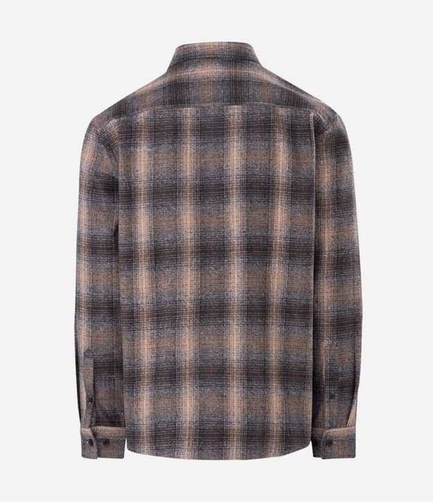 Camisa Comfort en Flanesa con Bolsillo y Estampa de Cuadros 7