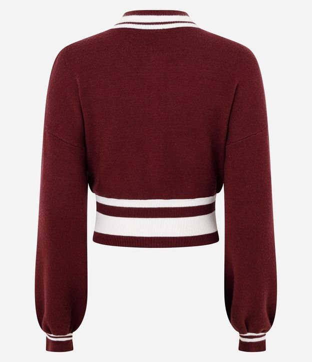 Cardigan College en Punto con Cremallera y Estampa Numérica 8