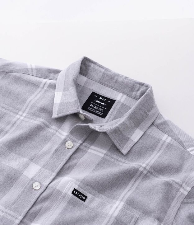 Camisa en Franela de Cuadros con Bolsillos y Botones Delanteros 8