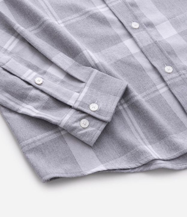 Camisa en Franela de Cuadros con Bolsillos y Botones Delanteros 9