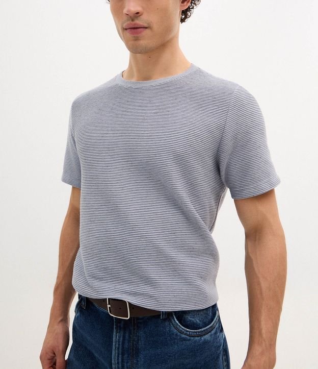 Remera Regular en Algodón con Textura Horizontal 4
