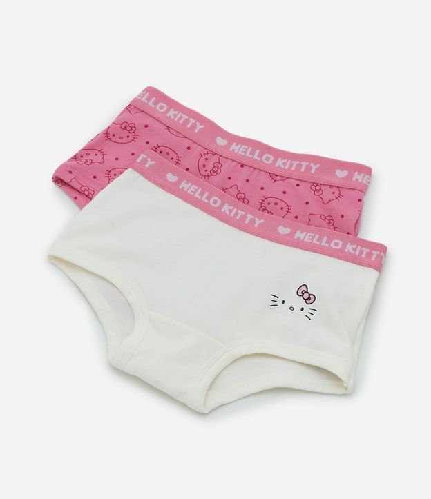 Kit 02 Bombachas Boxer Infantiles en Algodón con Cintura Elástica Hello Kitty - Talle 4 a 14 años