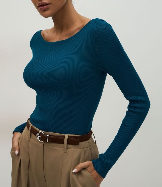 Blusa Básica Hombro a Hombro Traspasado en Punto 4