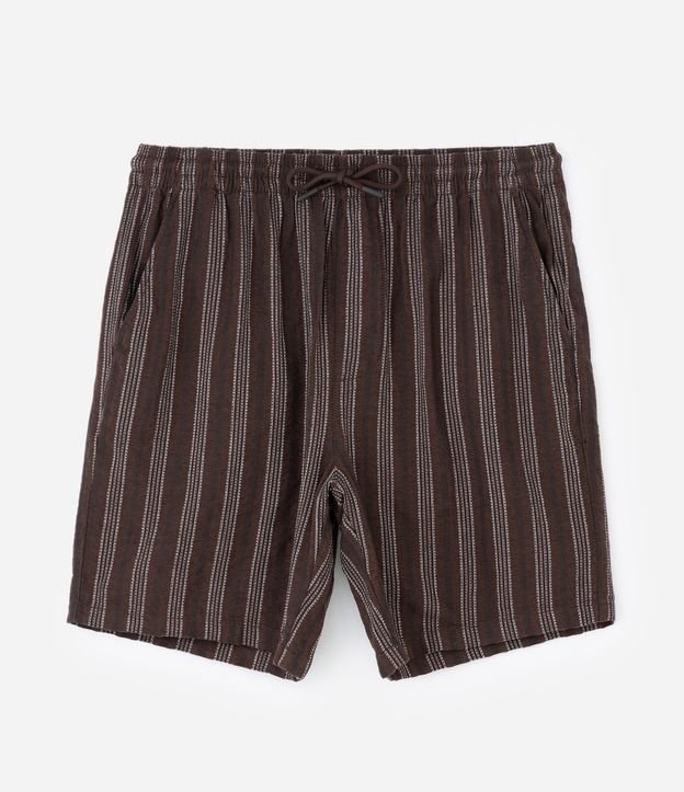 Bermuda Comfort en Jacquard con Estampado de Rayas Texturizada y Cintura elástica