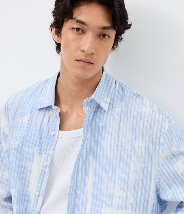 Camisa Manga Larga Sastre Rayada con efecto Pincelado 4
