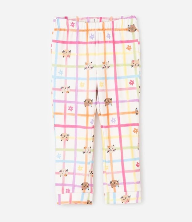 Pijama Infantil Estampa Cuadrículada Flores y Gatito – Talle 2 a 6 años 5