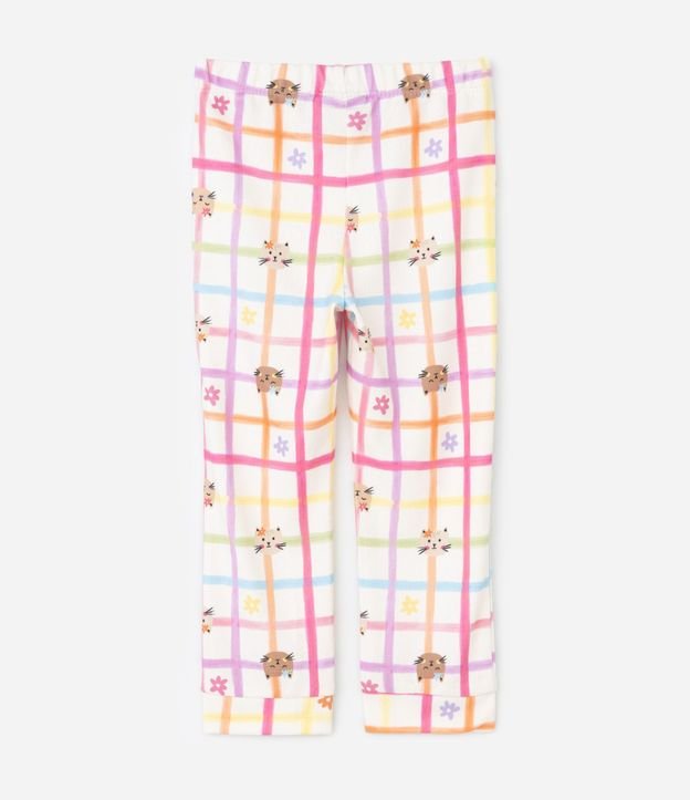 Pijama Infantil Estampa Cuadrículada Flores y Gatito – Talle 2 a 6 años 6