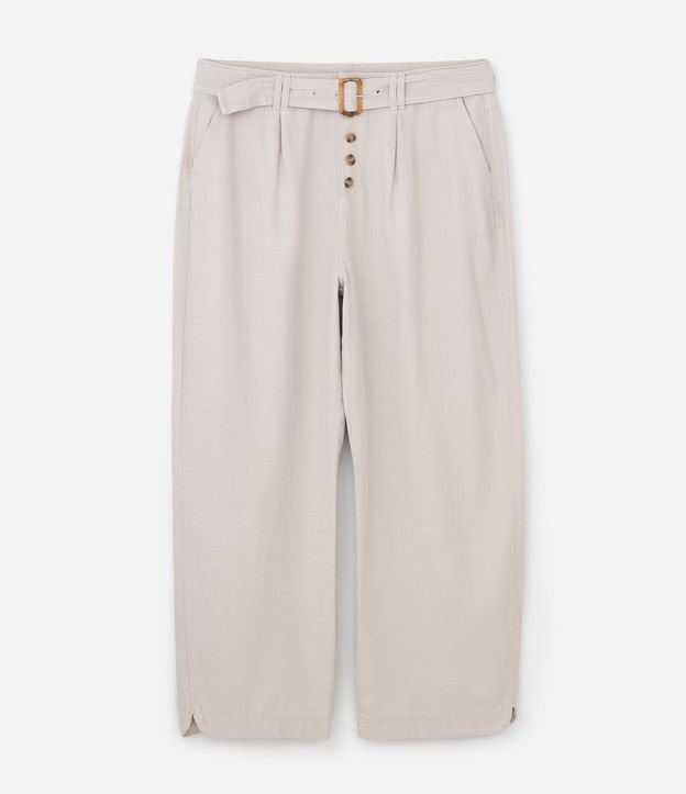 Pantalón recto en Sarga con Botones y Hebilla Cinturón Tortuga Curve & Plus Size 8
