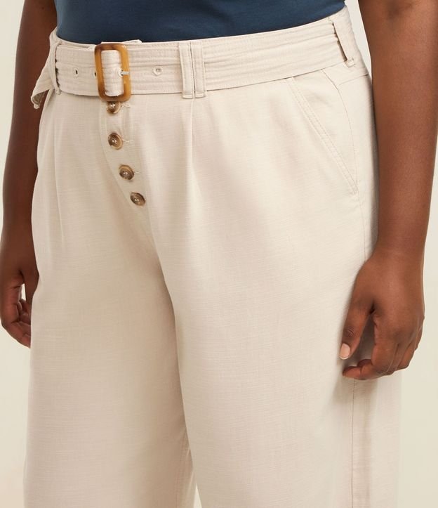 Pantalón recto en Sarga con Botones y Hebilla Cinturón Tortuga Curve & Plus Size 5
