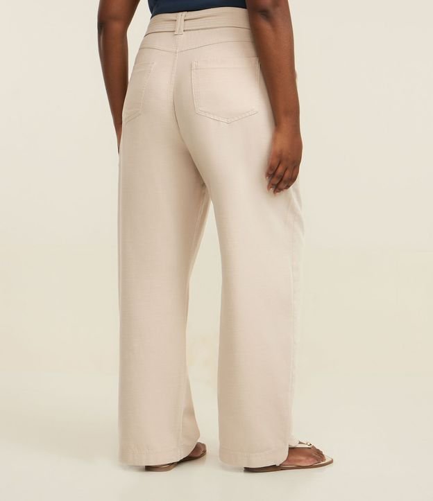 Pantalón recto en Sarga con Botones y Hebilla Cinturón Tortuga Curve & Plus Size 6