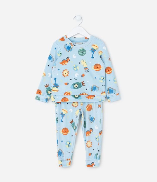 Pijama Infantil Largo con Estampa de Planetas que Brilla en la Oscuridad – Talle 2 a 8 años