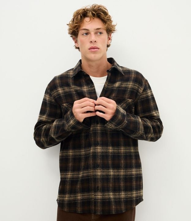 Camisa Manga Larga en Franela de Cuadros