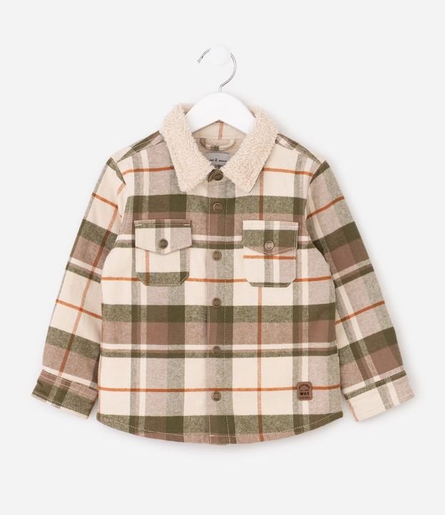 Camisa Infantil en Sarga de Cuadros con Sherpa en el Cuello - Talle 1 a 5/6 años 3