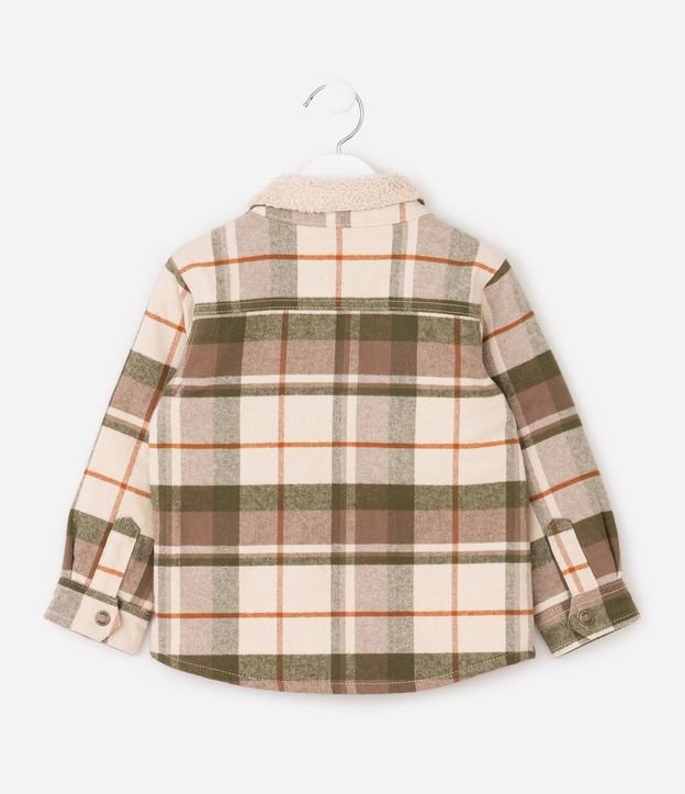 Camisa Infantil en Sarga de Cuadros con Sherpa en el Cuello - Talle 1 a 5/6 años 4