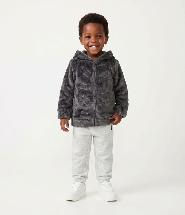 Saco Infantil con Capucha y Estampada Camiones en Relieve – Talle 1 a 6 años 1