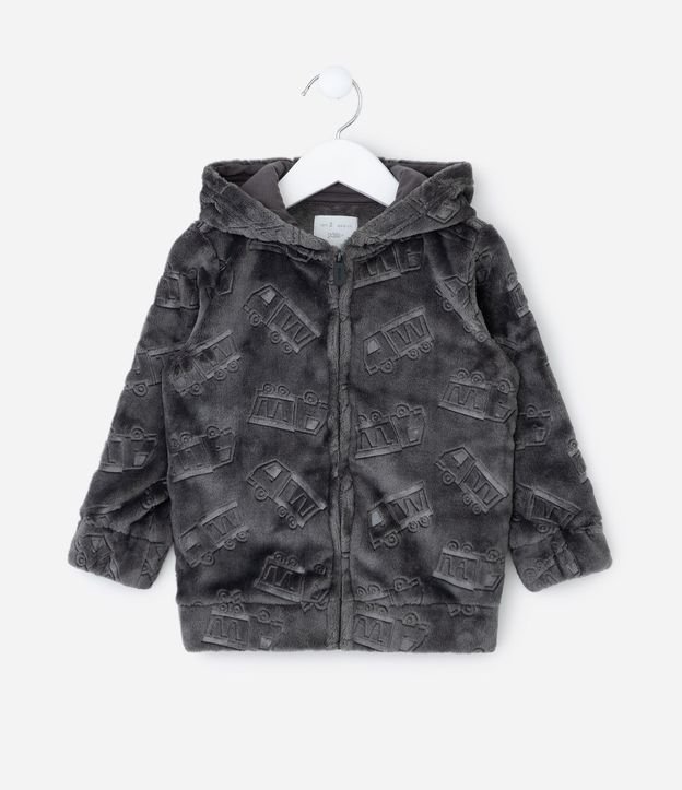 Saco Infantil con Capucha y Estampada Camiones en Relieve – Talle 1 a 6 años 2