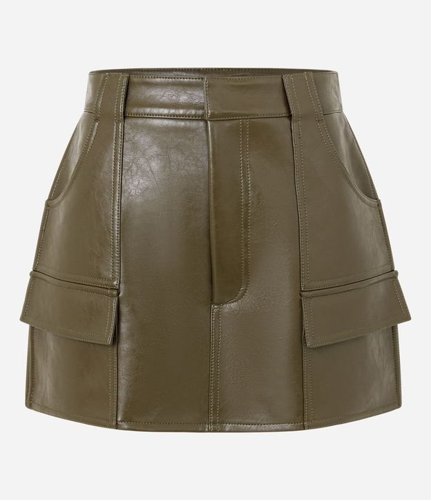 Short Pollera Corto en PU con Bolsillos Delanteros 5