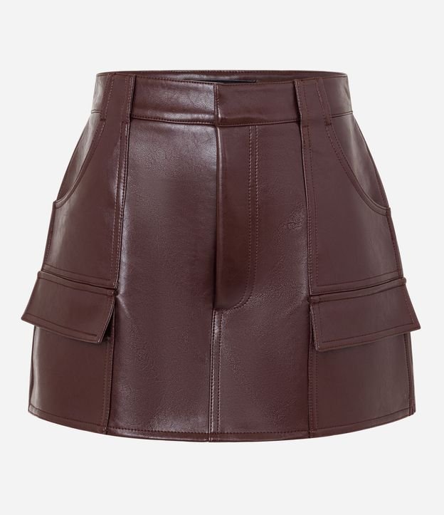 Short Pollera Corto en PU con Bolsillos Delanteros 5