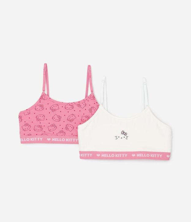 Kit 02 Sutiãs Top Infantiles en Algodón con Elástico Hello Kitty - Talle 9 A 14 años