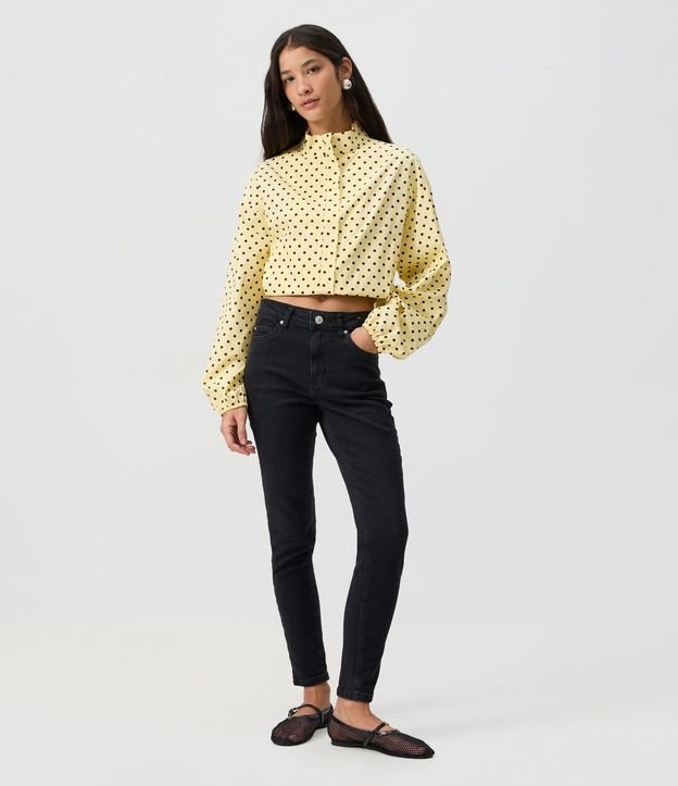 Pantalón Skinny en Jeans con Elastano y Cintura Alta