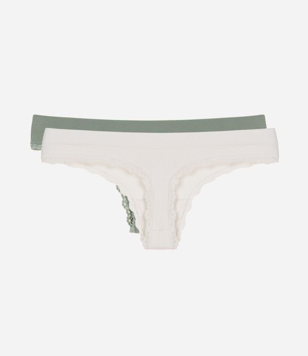Kit 02 Bombachas Bikini Hilo Seamless en Poliamida con Encaje 2