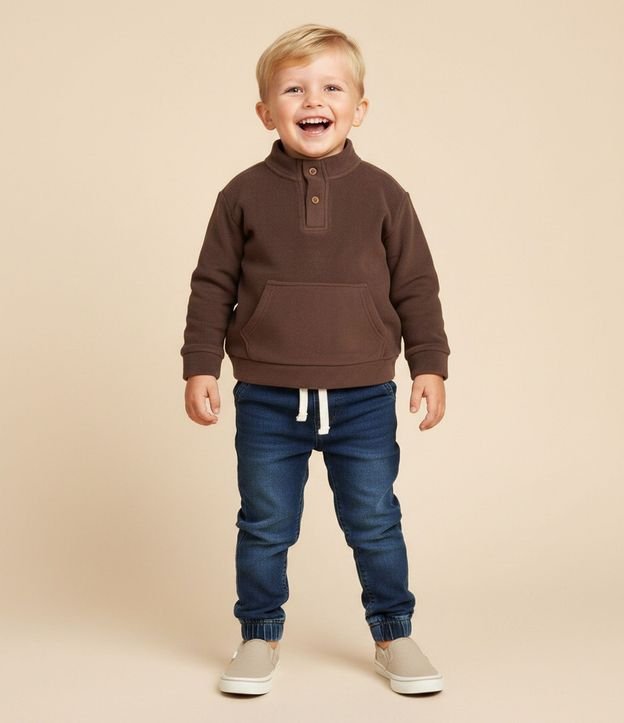 Buzo en Fleece con Cuello Alto y Botones - Talle 1 a 6 años 1