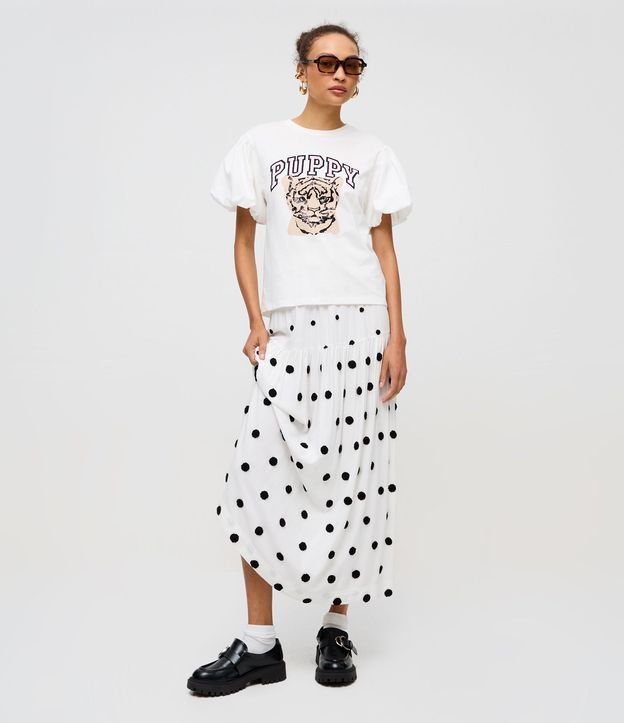 Pollera Long Midi con Marias y Estampa de Lunares