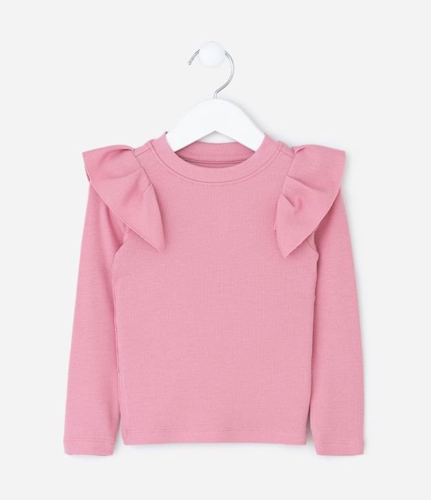 Remera Infantil Acanalada con Volados en los Hombros – Talle 1 a 6 años