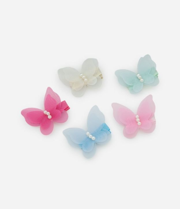 Kit 05 Pinzas para el Pelo Mariposa con Piedritas - Talle único