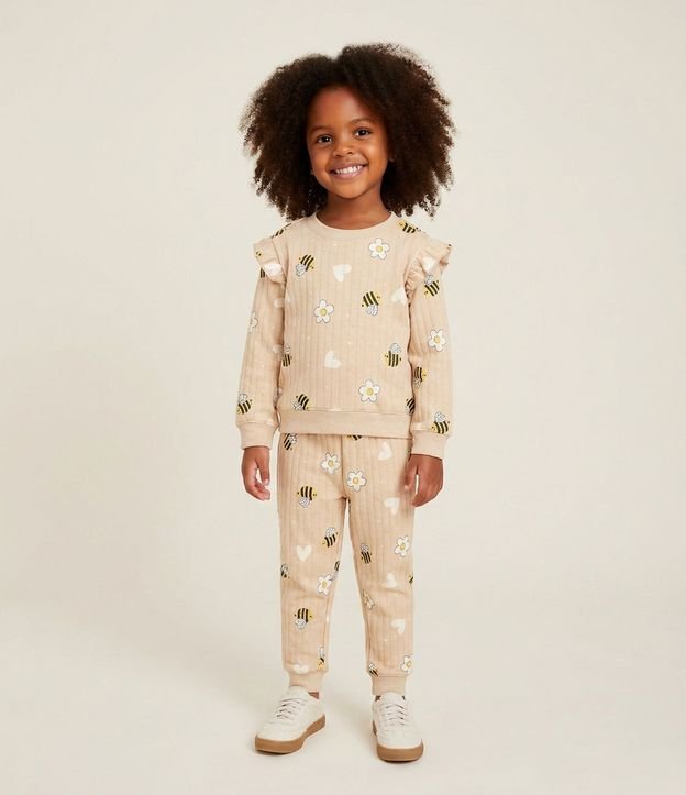 Conjunto Infantil Capitoneada con Estampa de Abejas – Talle 1 a 5/6 años