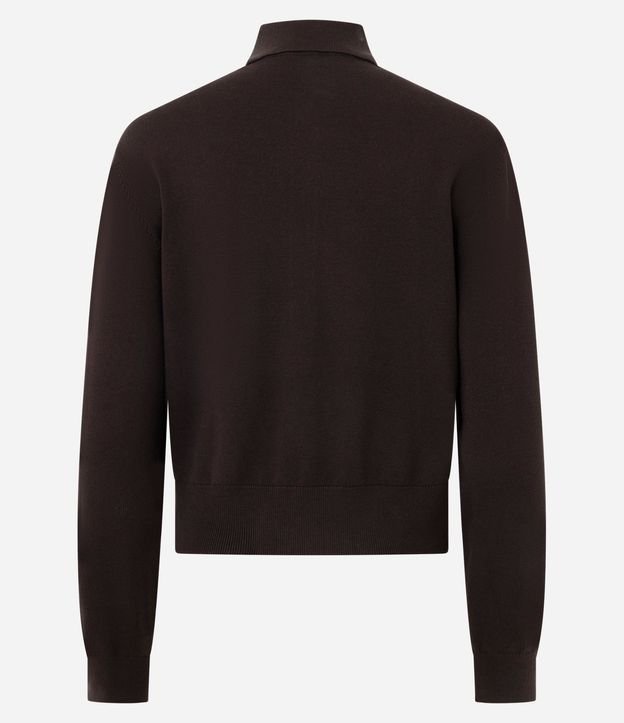 Blusa Manga Larga en Punto con Cuello Polo y Bolsillo Delantero 7