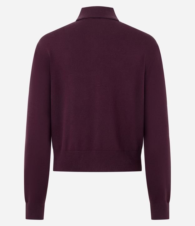 Blusa Manga Larga en Punto con Cuello Polo y Bolsillo Delantero 7