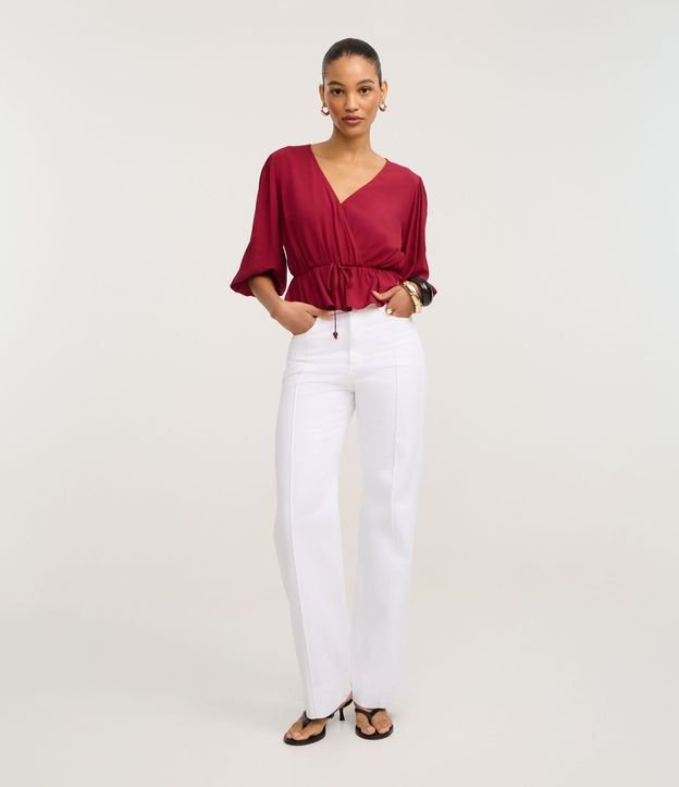 Blusa Peplum en Viscosa con Escote V Traspasado 2