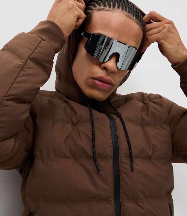 Campera Puffer Deportiva sin Costura con Capucha