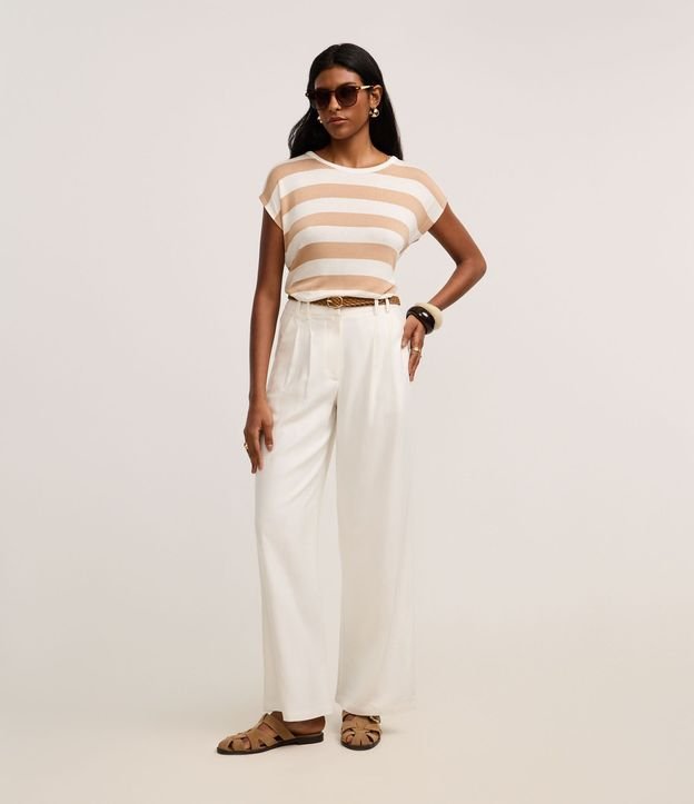 Blusa en Viscosa con Rayas Horizontales Largas 2